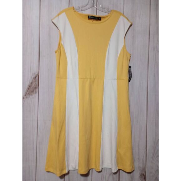 New York and Company Dress Ladies Extra Large Yellow Fit & Flare - Picture 1 of 8
